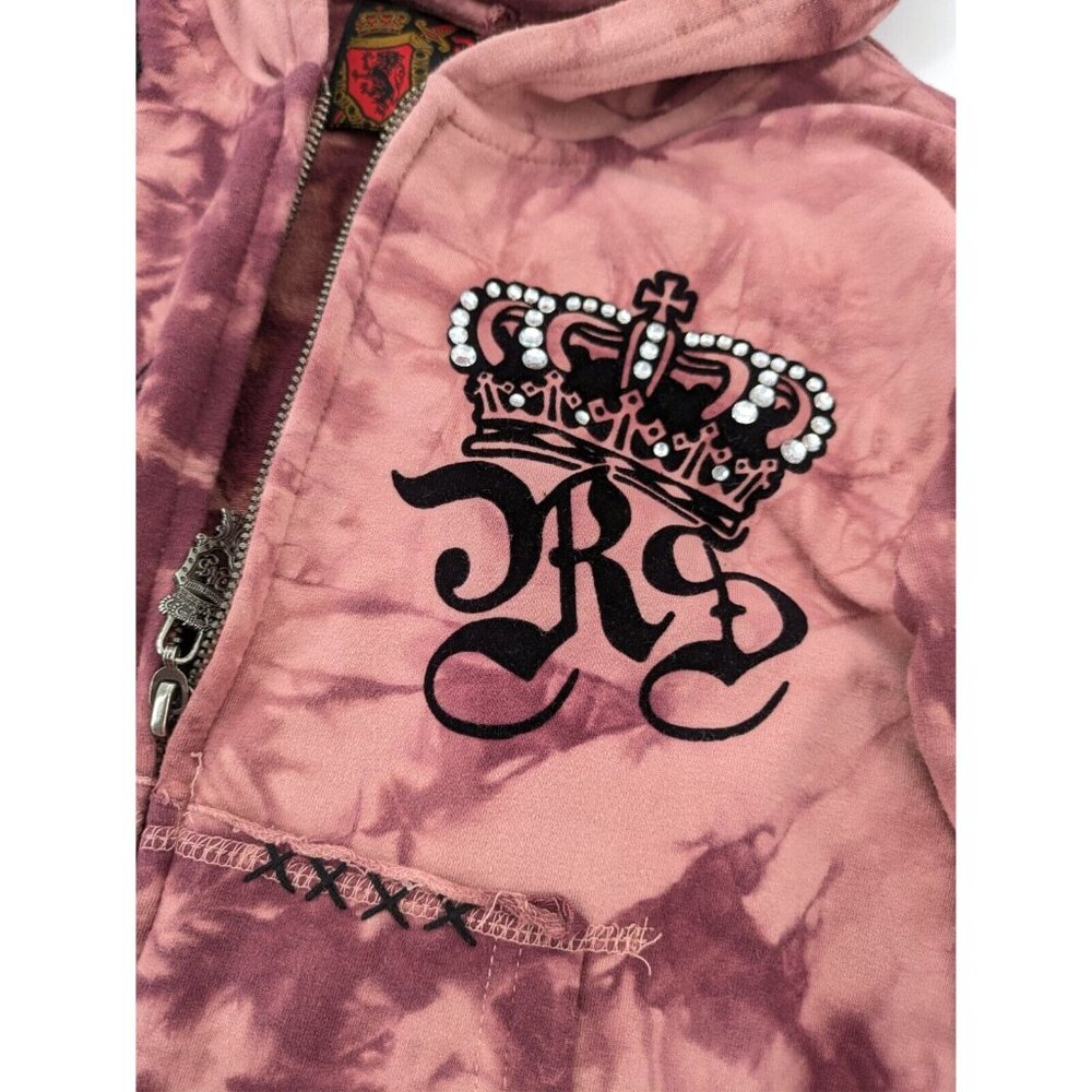 Rebel Spirit Pink Tie-Dye Zip Hoodie with Embroidered Patches - Picture 4 of 13